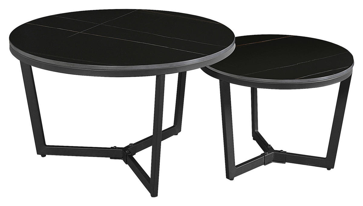 COUCHTISCH 68,5/68,5/43 cm rund Schwarz  - Schwarz, KONVENTIONELL, Stein/Metall (68,5/68,5/43cm) - MID.YOU