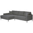 ECKSOFA Grau Cord Zierkissen, Rückenkissen, Rücken echt  - Schwarz/Grau, KONVENTIONELL, Textil/Metall (173/276cm) - Carryhome