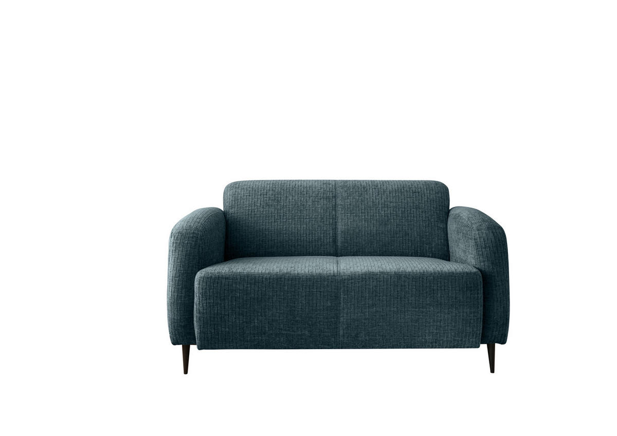 2-SITZER-SOFA in Mikrofaser Blau  - Blau/Schwarz, Modern, Textil/Metall (140/76/90cm) - Livetastic