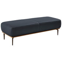 HOCKER in Holz, Leder Dunkelblau  - Bronzefarben/Dunkelblau, Design, Leder/Holz (151/44/61cm) - Valnatura