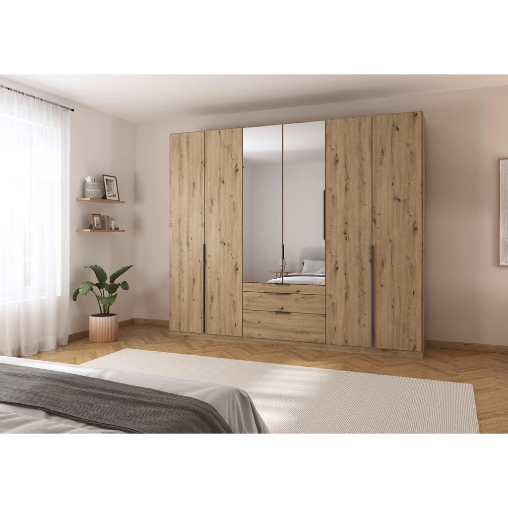 Thumbnail - Rauch Möbel Drehtürenschrank Rauch Alabama, Eiche Artisan, Metall, 6 Fächer, 3 Schubladen, 271x229x54 cm, Made in German...