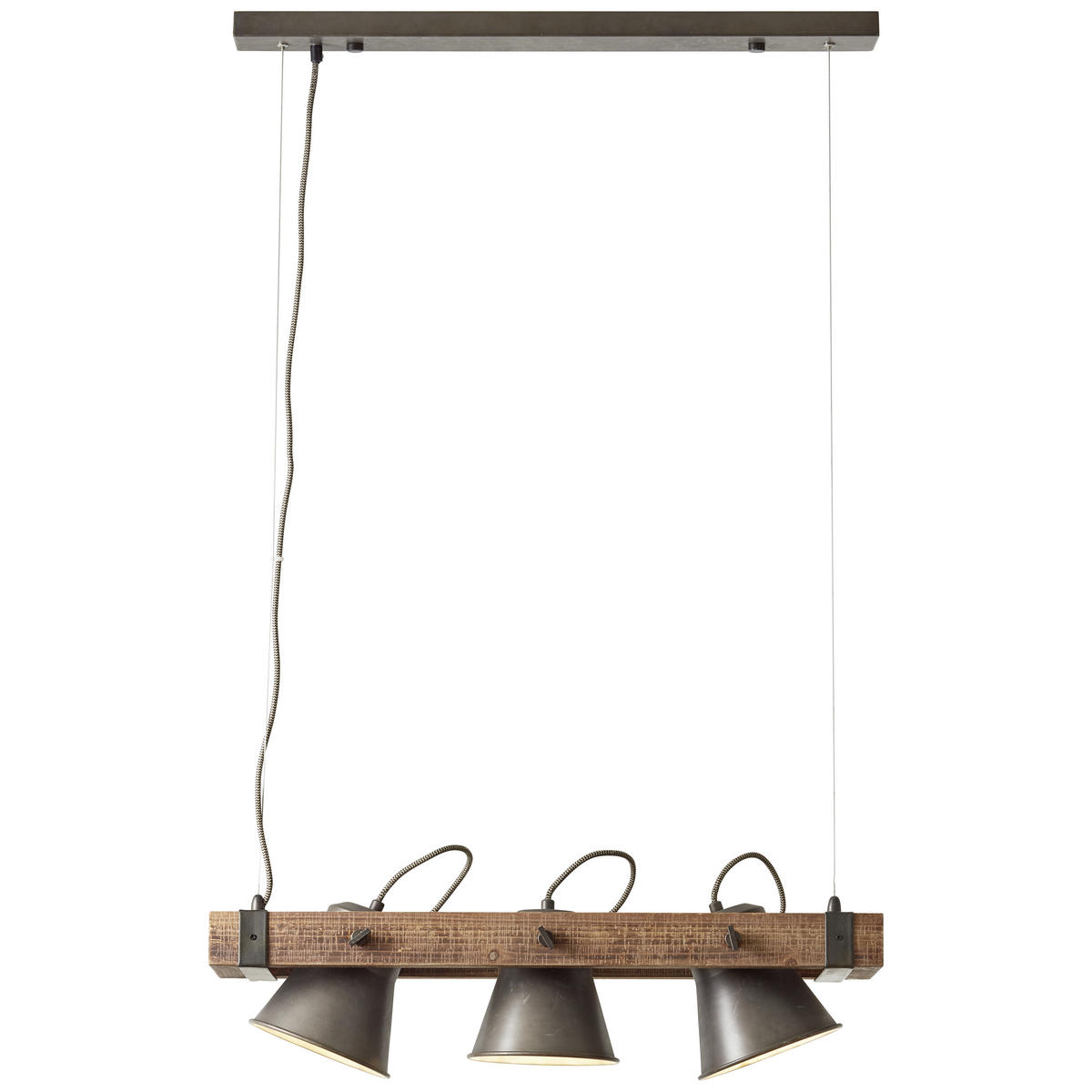 Hängeleuchte 70/115 cm  - Schwarz, Design, Holz/Metall (70/115cm) - Brilliant