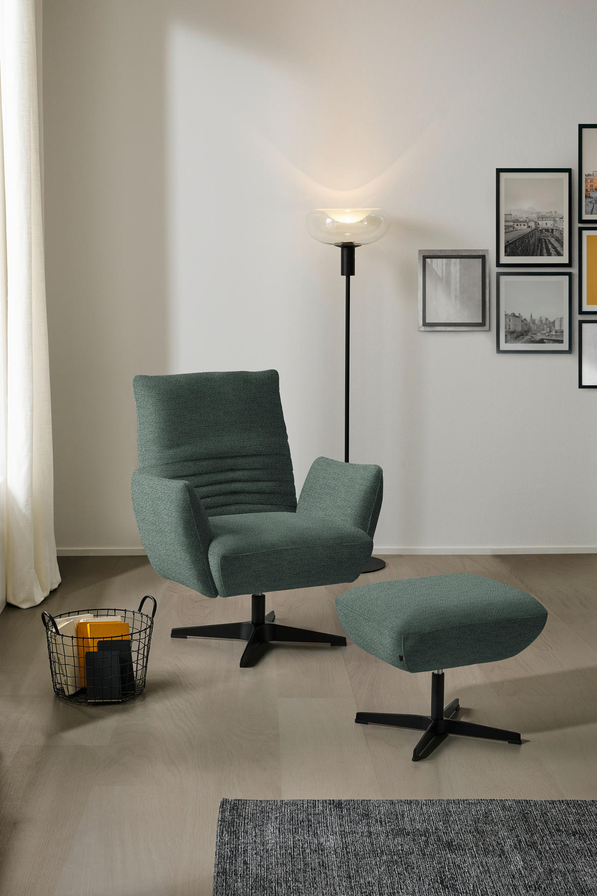 SESSEL in Chenille Graublau  - Graublau/Schwarz, Design, Textil/Metall (60/94/86cm) - Dieter Knoll