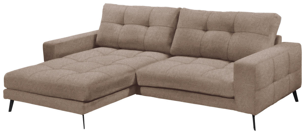 ECKSOFA ROCKPORT Taupe Webstoff  - Taupe/Schwarz, Basics, Textil/Metall (171/247cm) - Livetastic