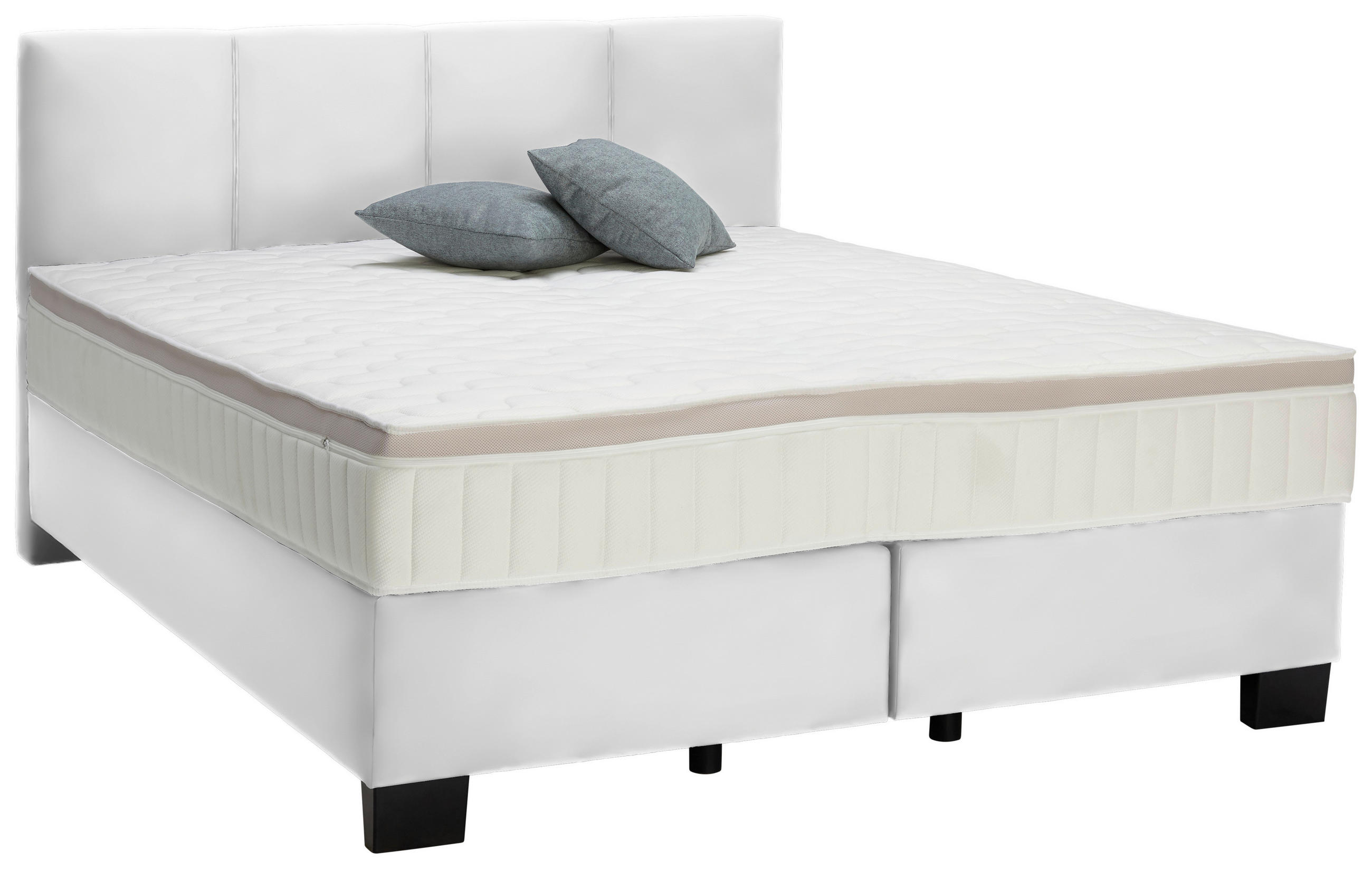 BOXSPRINGBETT 160/200 cm  in Weiss  - Weiss/Schwarz, Design, Kunststoff/Textil (160/200cm) - Hom`in