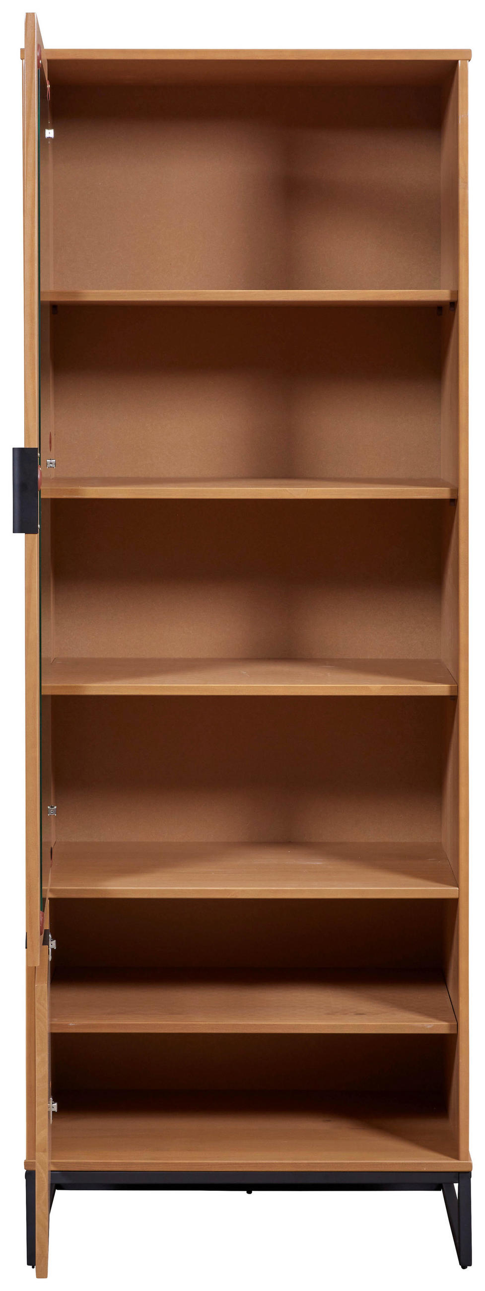 VITRINE in massiv Kiefer Eichefarben  - Eichefarben/Schwarz, Design, Holz/Metall (70/190/45cm) - Livetastic