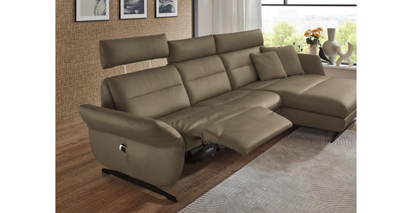 ECKSOFA in Echtleder Hellbraun 300/157 cm - Hellbraun/Schwarz, Design, Leder/Metall (300/157cm) - Dieter Knoll