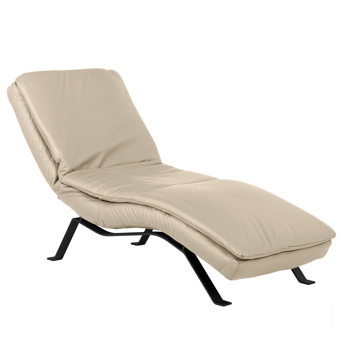 RELAXLIEGE Echtleder Grau  - Schwarz/Grau, Design, Leder/Metall (65/95/171cm) - Celina Home