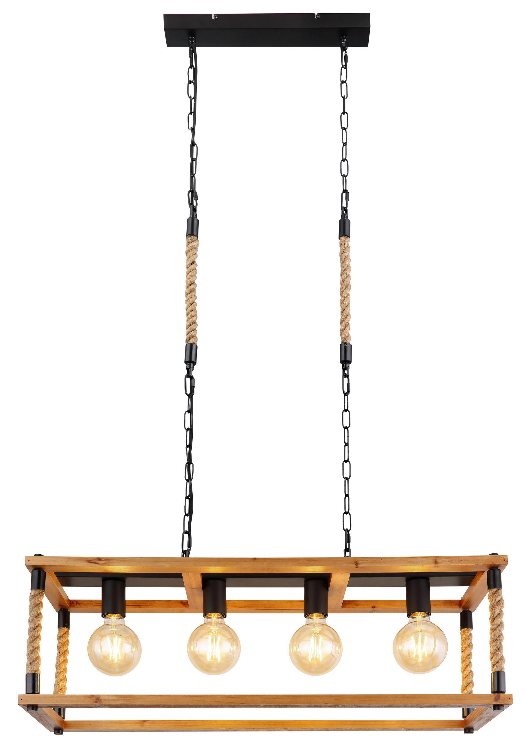 HÄNGELEUCHTE 80/25/120 cm - Schwarz/Braun, Natur, Naturmaterialien/Holz (80/25/120cm) - Globo