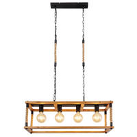 HÄNGELEUCHTE Vernon 80/25/120 cm   - Schwarz/Braun, Natur, Naturmaterialien/Holz (80/25/120cm) - Globo