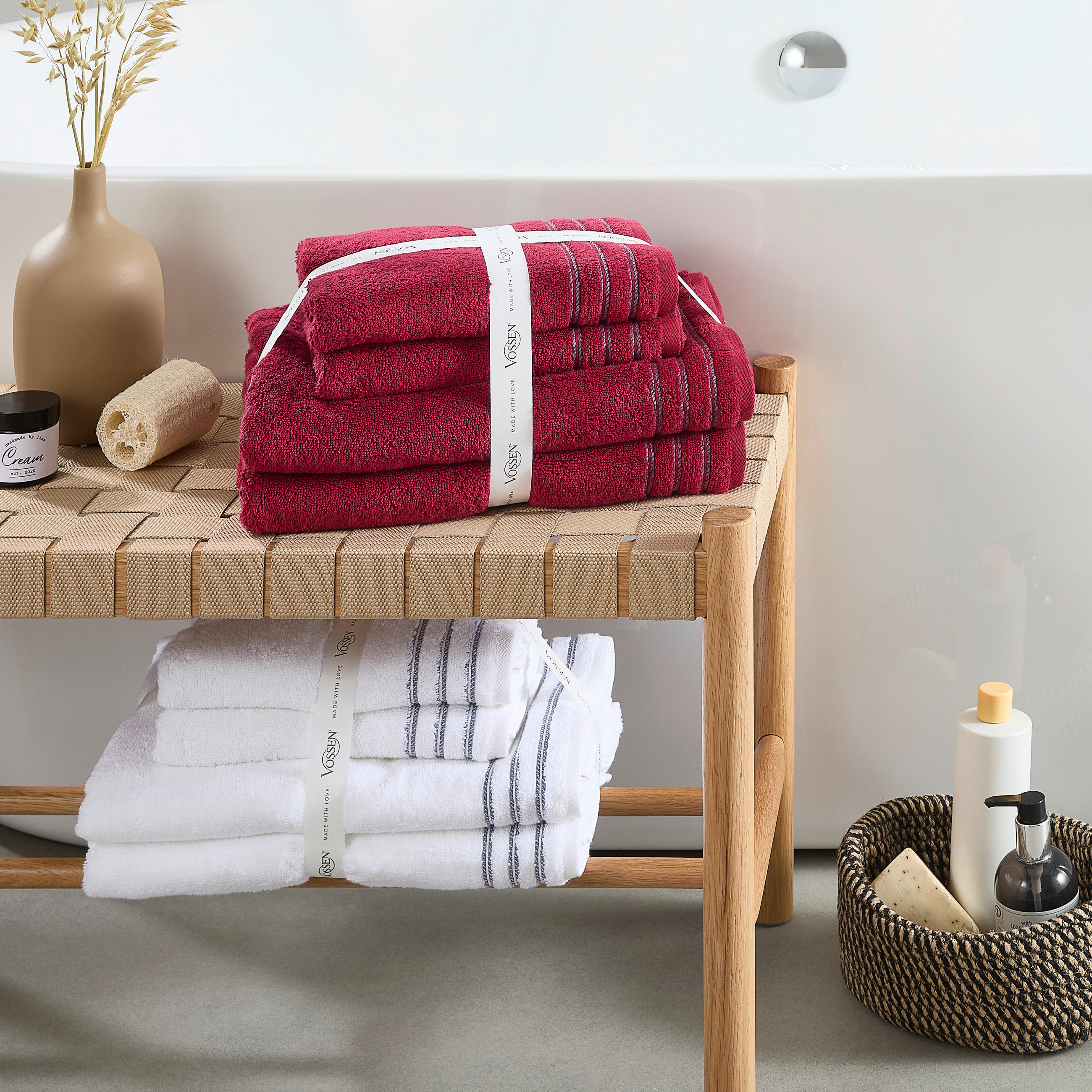 SADA RUČNÍKŮ A OSUŠEK, červená - červená, Basics, textil - Vossen