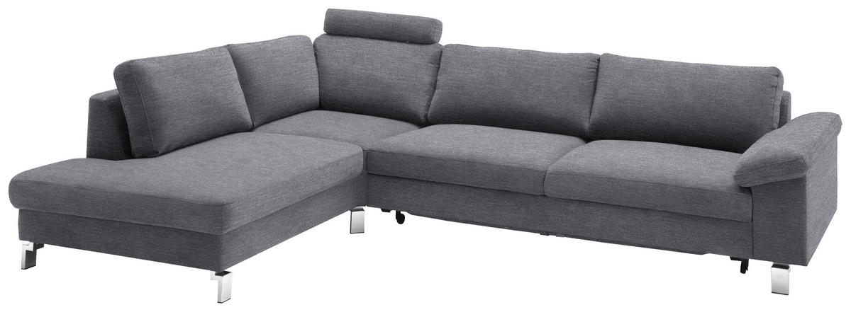 ECKSOFA in Velours Grau  - Chromfarben/Grau, Design, Textil/Metall (200/282cm) - Pure Home Lifestyle