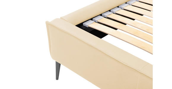 POLSTERBETT gepolstertes Kopfteil, Lattenrost, Bettkasten Beige 200/200 cm  - Beige/Schwarzchrom, KONVENTIONELL, Leder/Holz (200/200cm) - Esposa