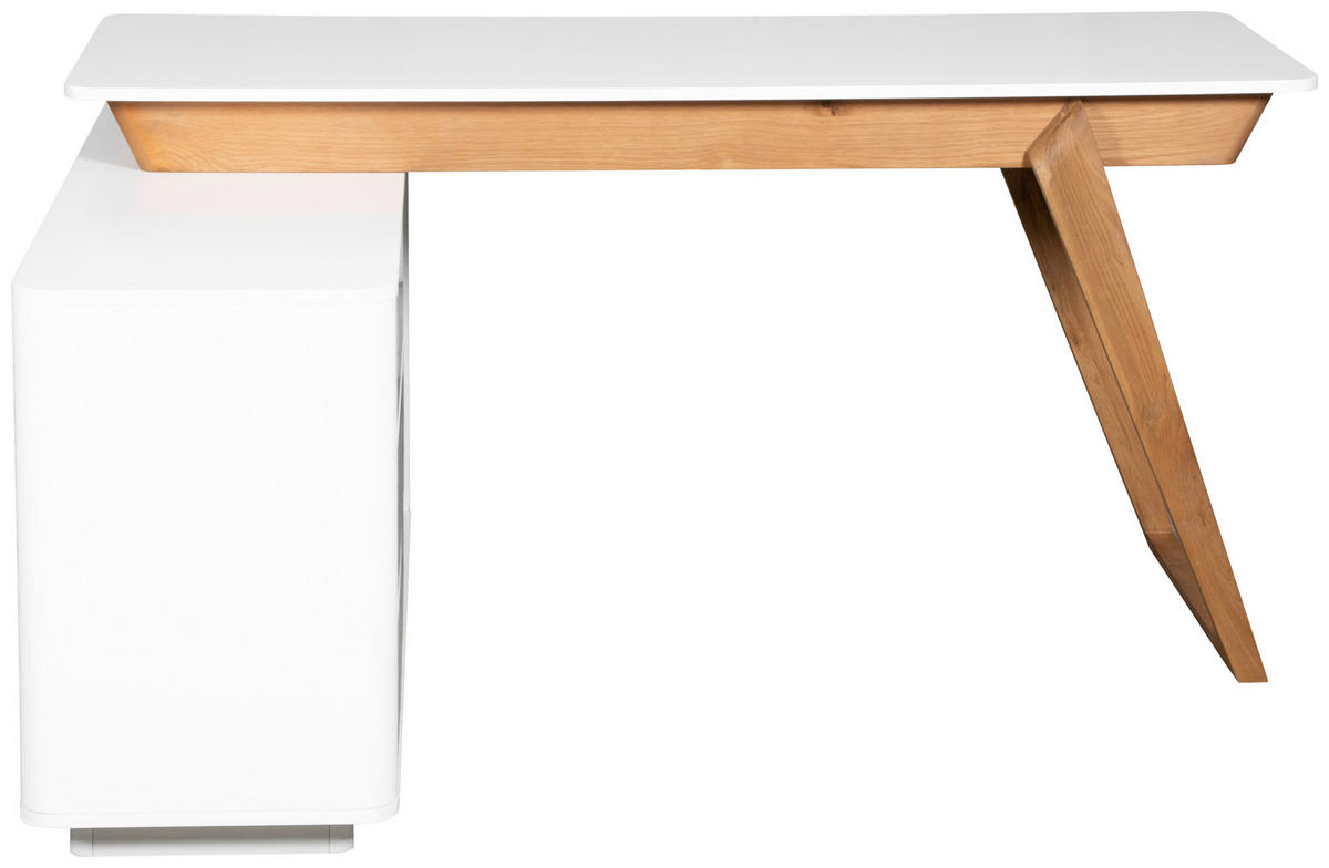 SAROKÍRÓASZTAL  - tölgyfa színű/fehér, Modern, faalapú anyag/fa (150/120/75cm) - Livetastic