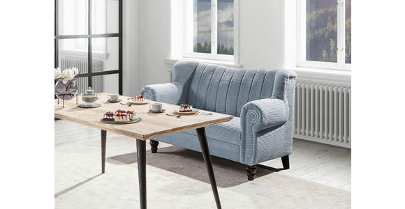 2-SITZER-SOFA in Cord Hellblau  - Dunkelbraun/Hellblau, Design, Holz/Textil (168/96/75cm) - Ambia Home