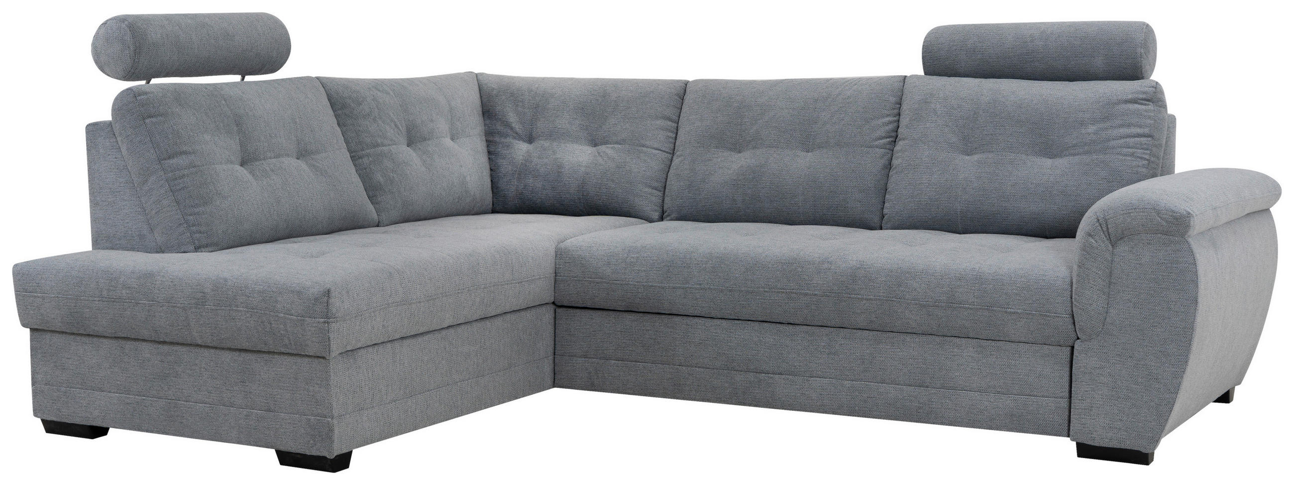 ECKSOFA Grau Mikrofaser, Struktur  - Schwarz/Grau, KONVENTIONELL, Kunststoff/Textil (183/251cm) - MID.YOU