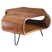 COUCHTISCH Sheesham massiv 55/55/38 cm Freiform Sheeshamfarben  - Sheeshamfarben/Schwarz, Design, Holz/Metall (55/55/38cm) - MID.YOU