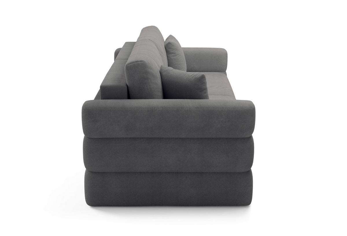 SCHLAFSOFA TERAZZO  mit Webstoff Dunkelgrau  - Dunkelgrau/Schwarz, Design, Kunststoff/Textil (254/93/167cm) - Livetastic