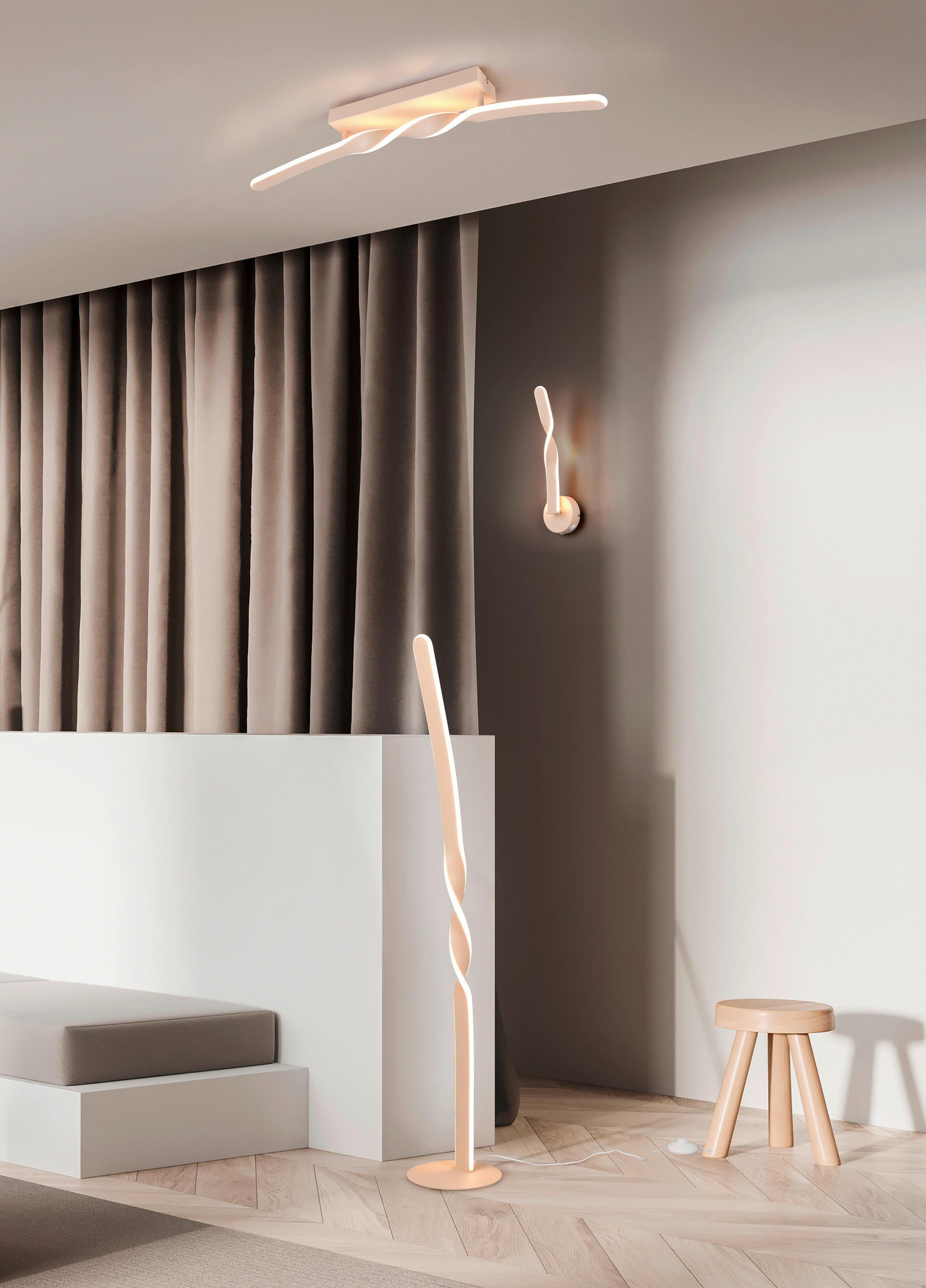 LED-DECKENLEUCHTE    79/12,5/8 cm  - Sandfarben/Weiss, Design, Kunststoff/Metall (79/12,5/8cm)