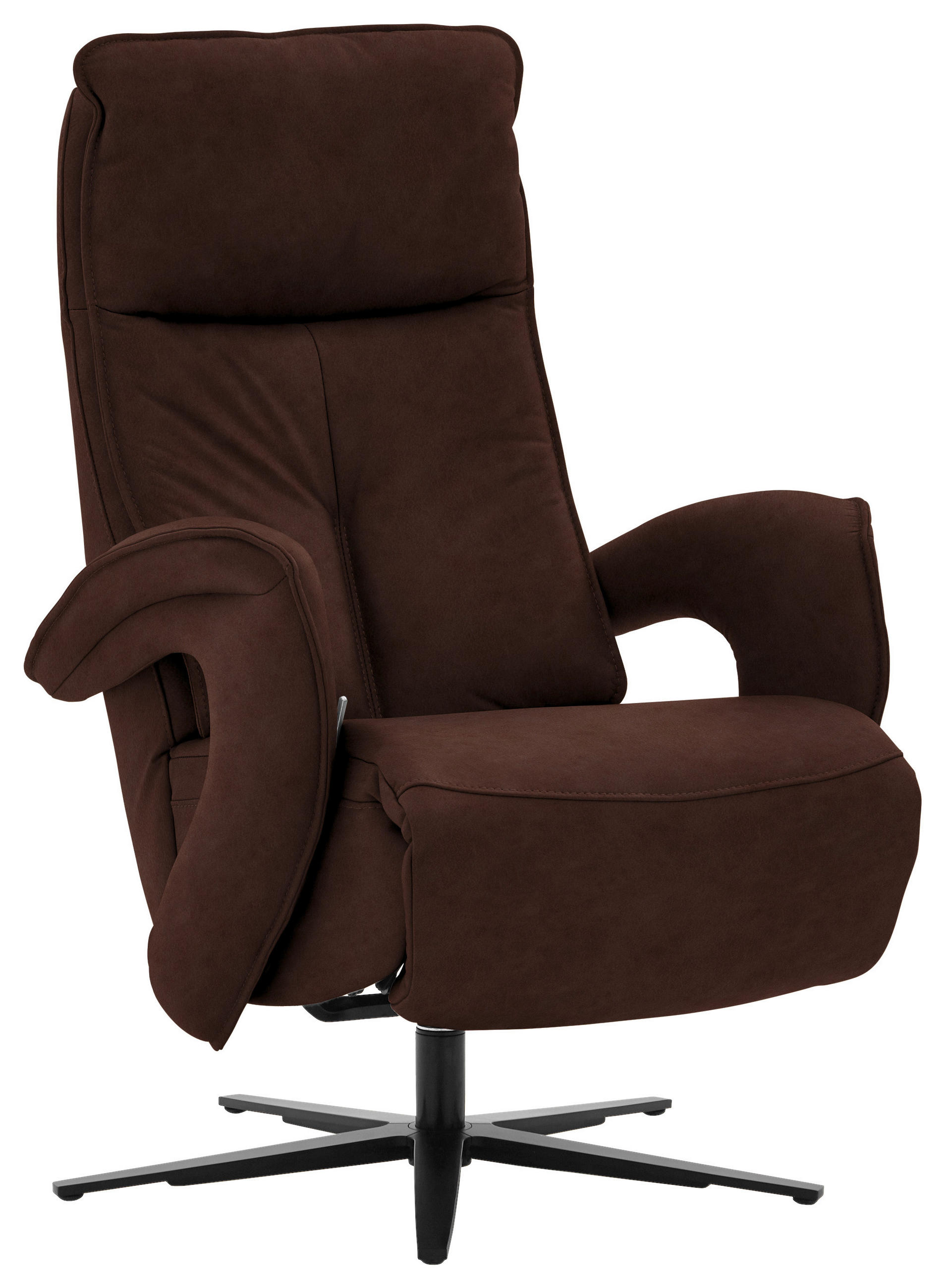 RELAXSESSEL in Leder Braun  - Schwarz/Braun, Design, Leder/Metall (77/110/87cm) - Valdera