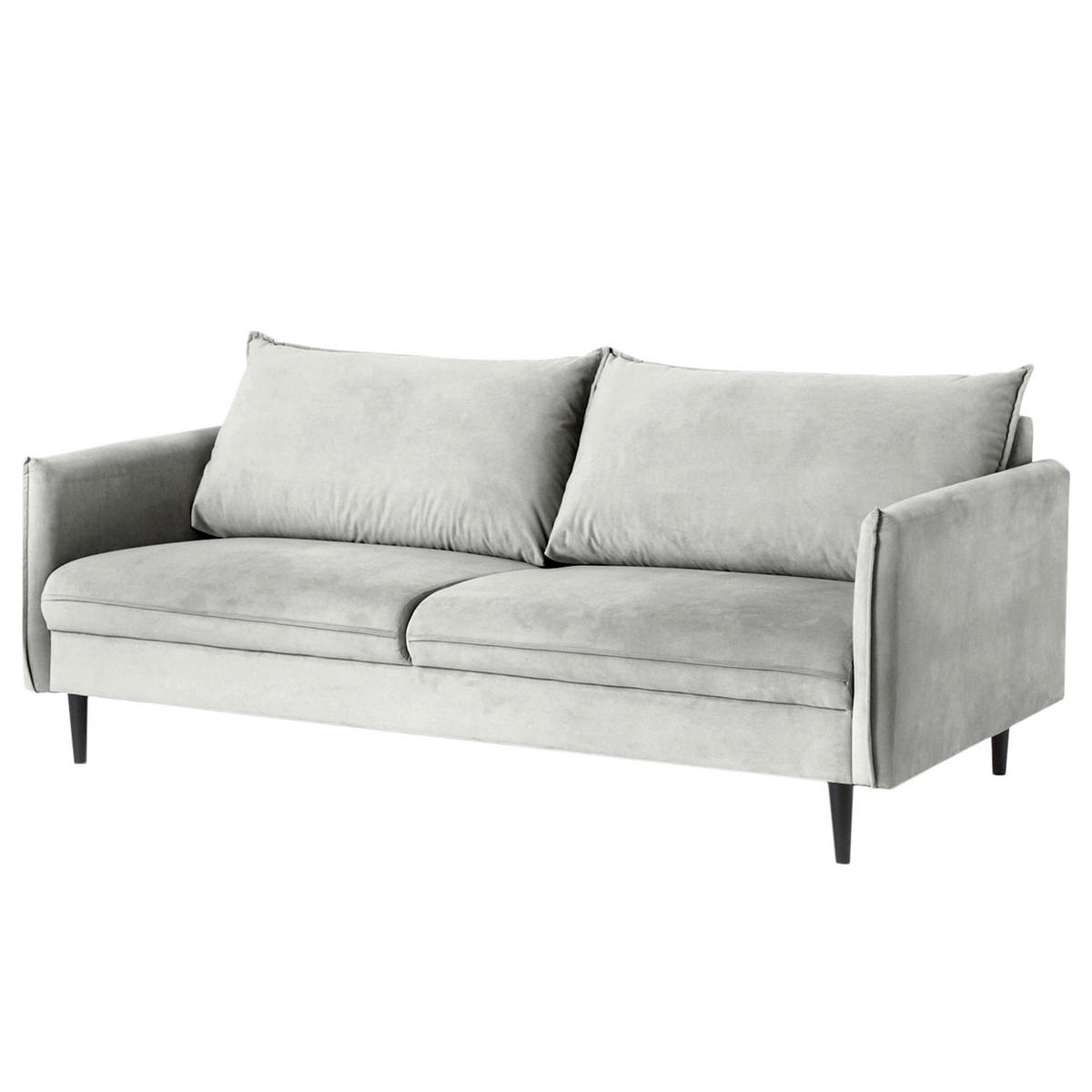 3-SITZER-SOFA JULI in Samt Grau  - Schwarz/Grau, Design, Holz/Textil (203/86/100cm) - P & B