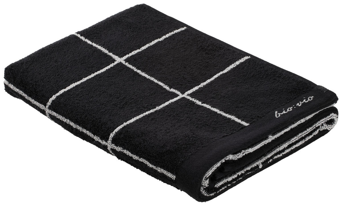 TÖRÖLKÖZŐ 70/140 cm fekete, ezüst  - ezüst/fekete, Natur, textil (70/140cm) - Bio:Vio