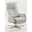 RELAXSESSEL in Leder Hellgrau  - Edelstahlfarben/Hellgrau, Design, Leder (71/114/84cm) - Johann Jakob