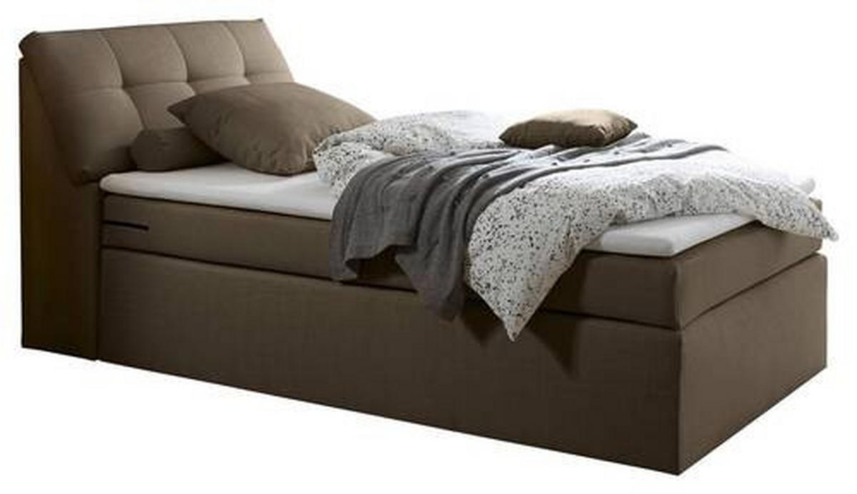 BOXSPRINGBETT 120/200 cm  in Dunkelbraun  - Dunkelbraun/Silberfarben, Design, Kunststoff/Textil (120/200cm) - Esposa