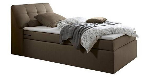 BOXSPRINGBETT 120/200 cm  in Dunkelbraun  - Dunkelbraun/Silberfarben, Design, Kunststoff/Textil (120/200cm) - Esposa