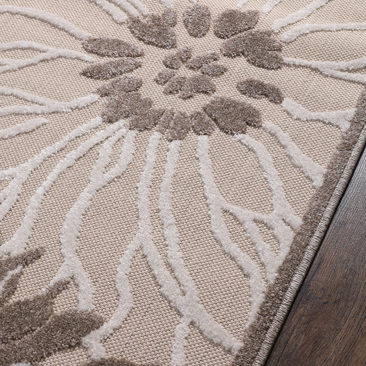 PREPROGA ZA ZUNANJO UPORABO  Floral     240/330 cm    tkano  rjava, krem barve, bež  - krem barve/bež, Trendi, umetna masa/tekstil (240/330cm)