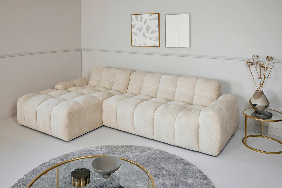 ECKSOFA RELAX BUBBLE CORNER L-L EU Beige Bouclé  - Beige/Schwarz, MODERN, Holz/Kunststoff (305/159cm) - Livetastic