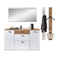 GARDEROBE  in 222/180/34 cm  - Weiss/Schwarz, Design, Glas/Holzwerkstoff (222/180/34cm) - Livetastic