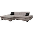 ECKSOFA in Mikrofaser Hellgrau  - Hellgrau/Schwarz, Design, Textil/Metall (198/290cm) - Xora