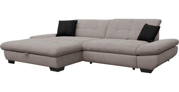 ECKSOFA in Mikrofaser Hellgrau  - Hellgrau/Schwarz, Design, Textil/Metall (198/290cm) - Xora