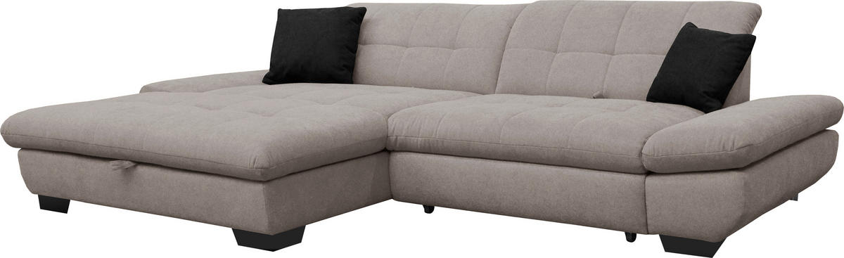 ECKSOFA in Mikrofaser Hellgrau  - Hellgrau/Schwarz, Design, Textil/Metall (198/290cm) - Xora