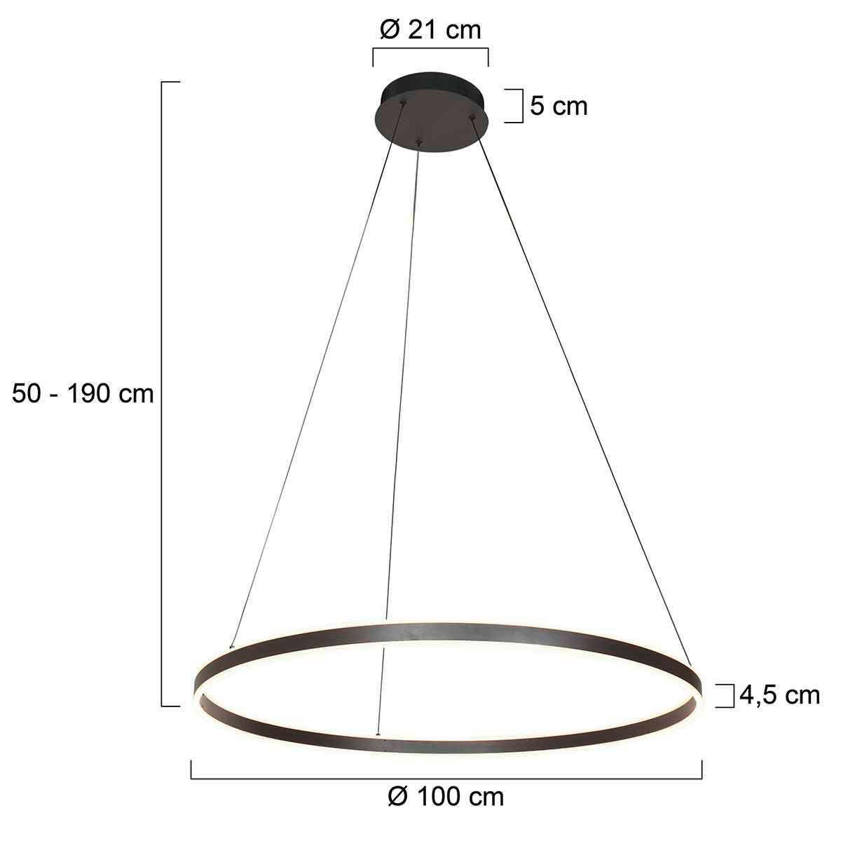 PENDELLEUCHTE Ringlux 100/190 cm   - Schwarz/Weiß, Basics, Kunststoff/Metall (100/190cm)