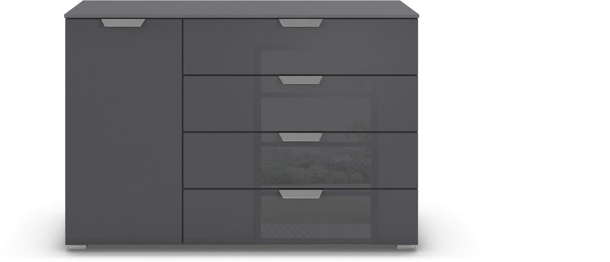 KOMMODE  in 120/81/42 cm  - Chromfarben/Dunkelgrau, Design, Glas/Holzwerkstoff (120/81/42cm) - Carryhome
