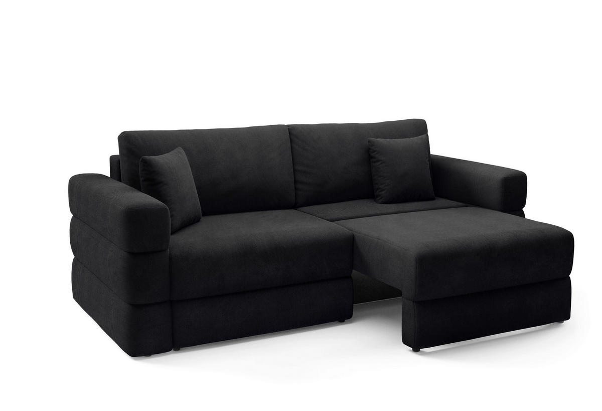 SCHLAFSOFA TERAZZO in Webstoff Schwarz  - Schwarz, Design, Kunststoff/Textil (254/93/167cm) - Livetastic
