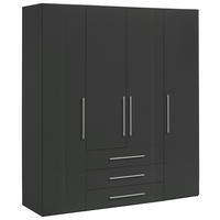 DREHTÜRENSCHRANK in Anthrazit, Anthrazit Hochglanz  - Anthrazit/Anthrazit Hochglanz, Konventionell, Holzwerkstoff/Metall (195,5/218,6/59,5cm) - Xora