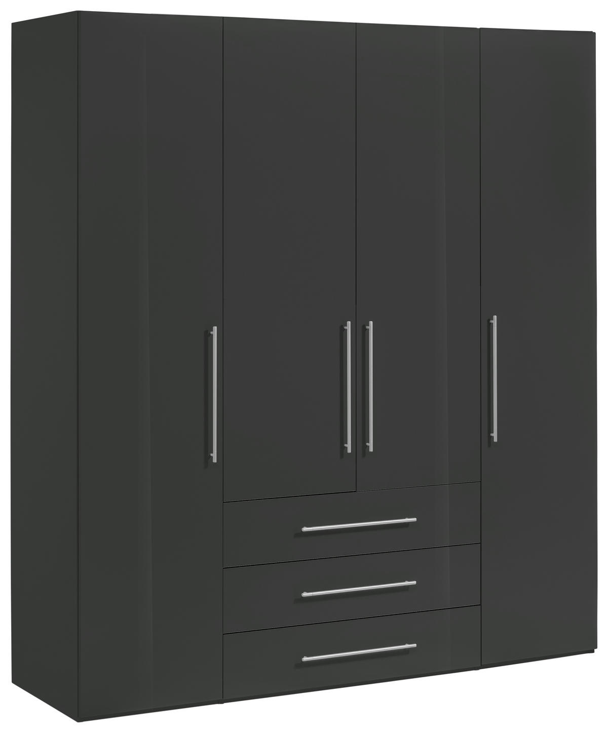 DREHTÜRENSCHRANK in Anthrazit, Anthrazit Hochglanz  - Anthrazit/Anthrazit Hochglanz, Konventionell, Holzwerkstoff/Metall (195,5/218,6/59,5cm) - Xora