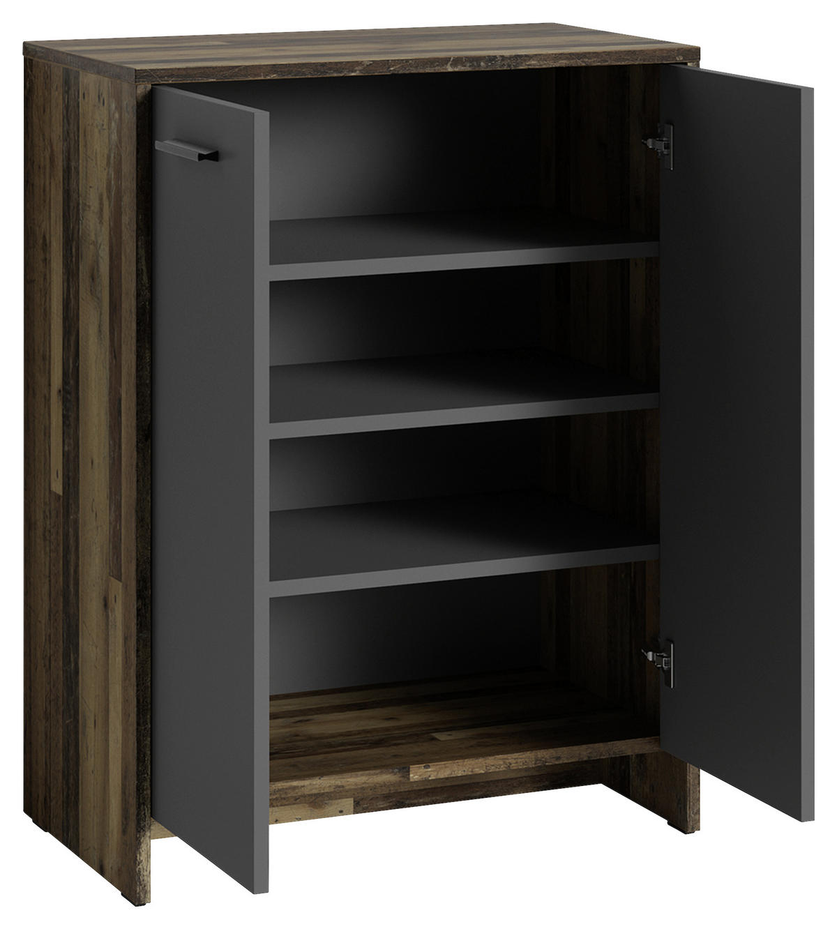 SCHUHSCHRANK Anthrazit, Alteiche  - Alteiche/Anthrazit, MODERN, Holzwerkstoff/Kunststoff (63/83/35cm) - MID.YOU
