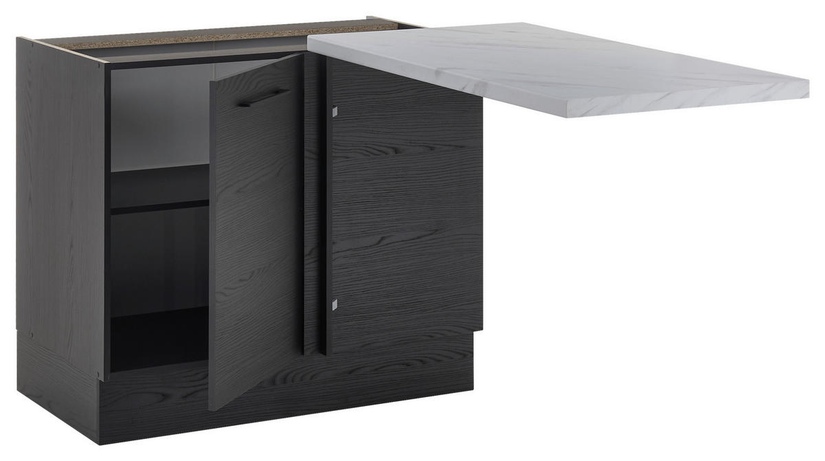 ECKUNTERSCHRANK 100/90/60 cm  in Graphitfarben  - Schwarz/Graphitfarben, Design, Holzwerkstoff/Metall (100/90/60cm) - MID.YOU