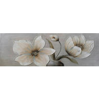 ÖLGEMÄLDE Blumen Braun, Grau, Schwarz, Weiß 150/55 cm  - Schwarz/Braun, Design, Holz/Textil (150/55cm) - Monee