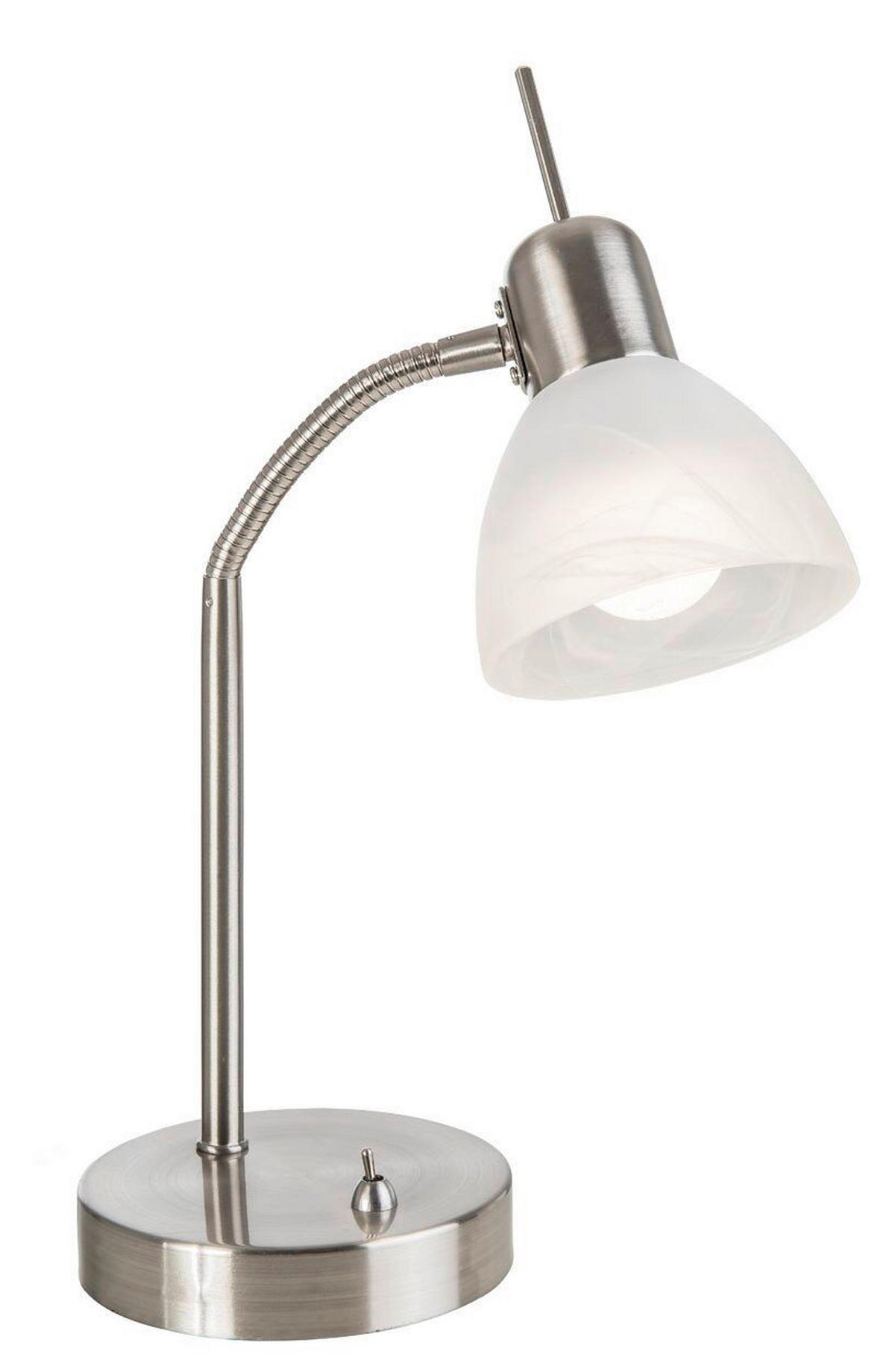 TISCHLEUCHTE 12/30 cm   - Weiß/Nickelfarben, Basics, Glas/Metall (12/30cm) - Novel