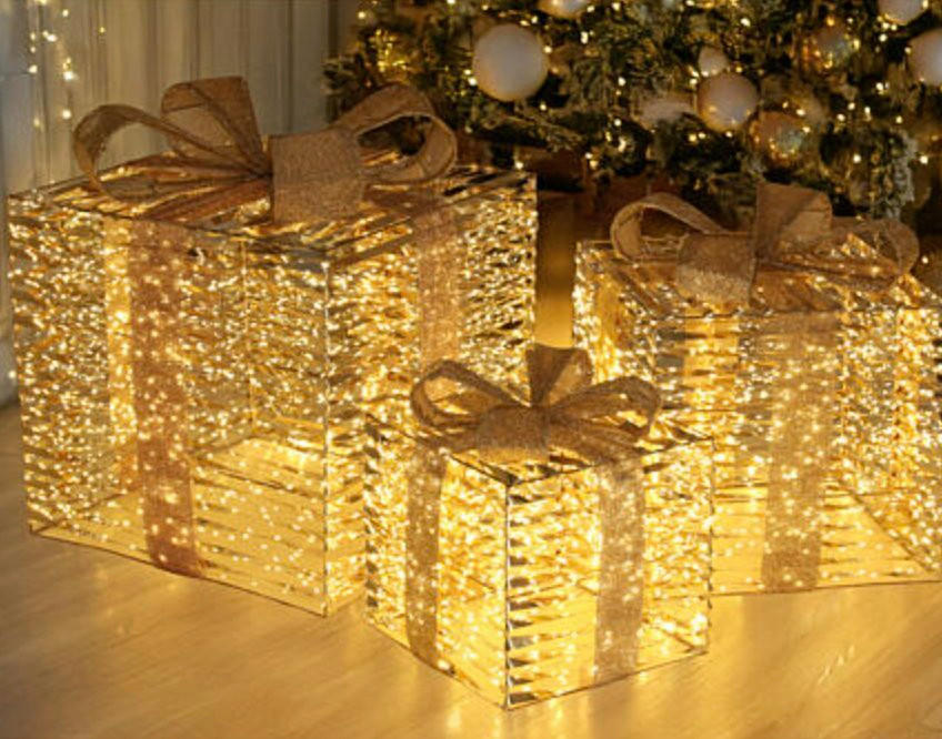 LED-GESCHENKBOXEN - Goldfarben, Basics, Metall (25/25/30cm)
