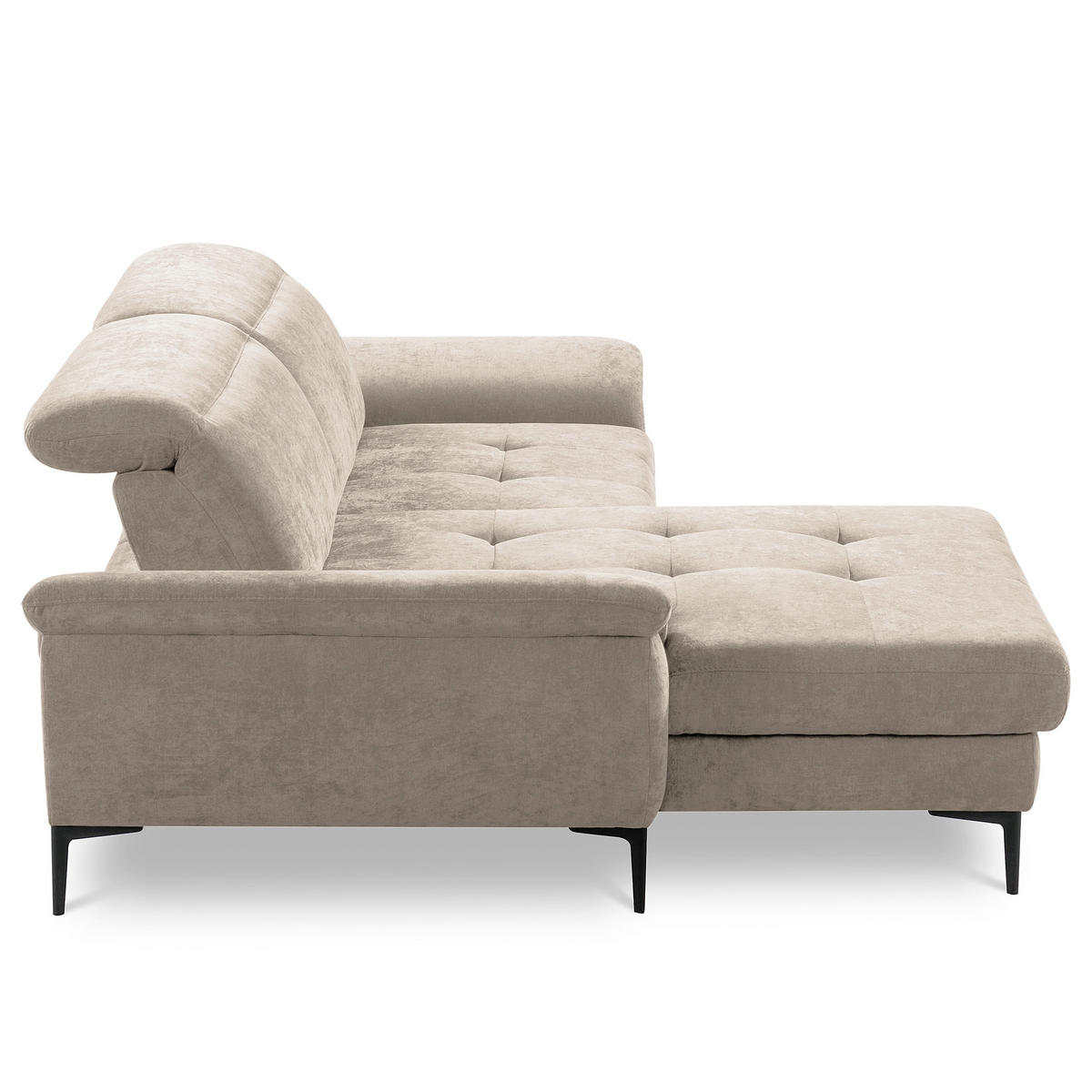 ECKSOFA  Webstoff Taupe  - Taupe/Schwarz, Design, Textil/Metall (195/268cm) - Livetastic