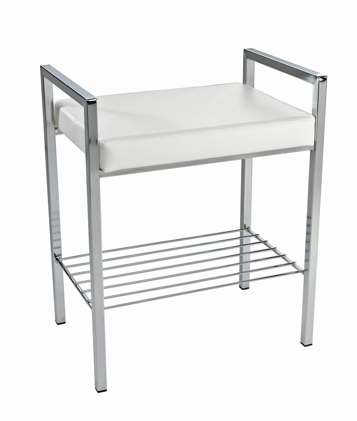 BADHOCKER - Chromfarben/Weiß, Basics, Textil/Metall (50/60/36cm)