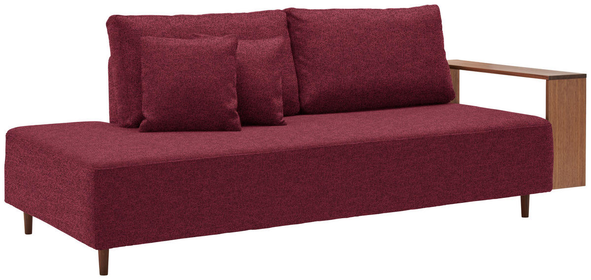 SCHLAFSOFA in Textil Rot  - Rot/Nussbaumfarben, Natur, Holz/Textil (228/90/100cm) - Joka