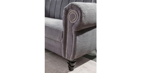 2-SITZER-SOFA in Cord Dunkelgrau  - Dunkelgrau/Dunkelbraun, Design, Holz/Textil (168/96/75cm) - Ambia Home