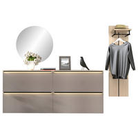 GARDEROBE 4-teilig  in 257/195/37 cm  - Eichefarben/Grau, Design, Glas/Holzwerkstoff (257/195/37cm) - Voleo